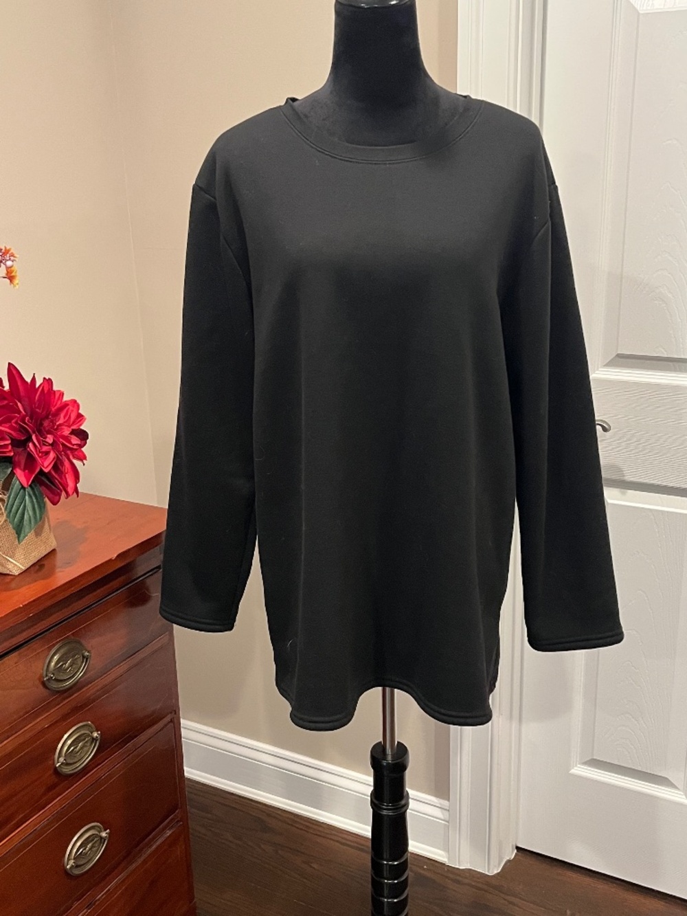 Black Heavyweight Sherpa Lined Pullover Sweatshirt L